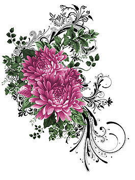 時尚手繪花紋psd素材3