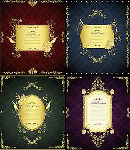 華麗金色花邊邊框矢量素材-4