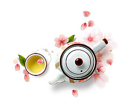 茶具玫瑰分層素材