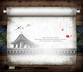 卷軸古典建筑PSD素材