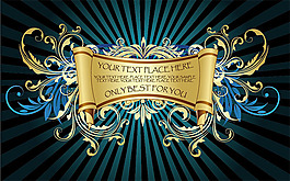 潮流花紋舊紙張矢量素材