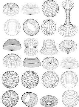 3D線框圖型球體變化矢量素材
