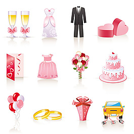 粉色卡通婚禮飾品——矢量素材