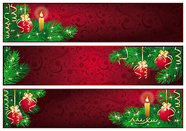 紅色圣誕節(jié)banner矢量素材
