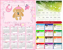 2011年可愛日歷模板矢量素材