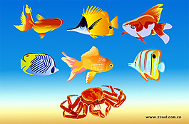 魚和蟹矢量素材