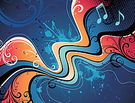 潮流音樂花紋背景設計矢量素材-1