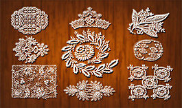 蕾絲花邊素材-枝葉布紋對稱