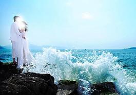 海滩婚纱照图片