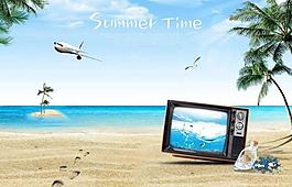 夏日海灘素材圖片