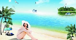 海灘 美女圖片
