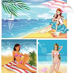 泳裝美女 夏 海灘圖片