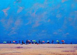 油画 海滩图片