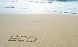 沙灘海灘eco環保標志圖片