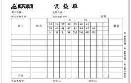 匹克運動店調(diào)撥單圖片