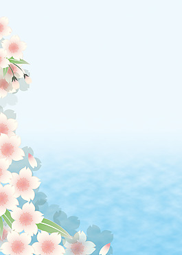 綠色漸變邊角花瓣襯托背景圖