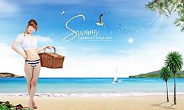 夏日海灘美女圖片