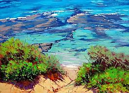 油画 海滩景色图片