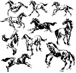 國(guó)畫駿馬圖—矢量素材