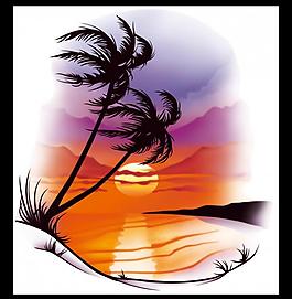 椰子樹夕陽圖片
