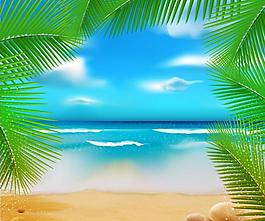 夏日沙灘風(fēng)景矢量圖片