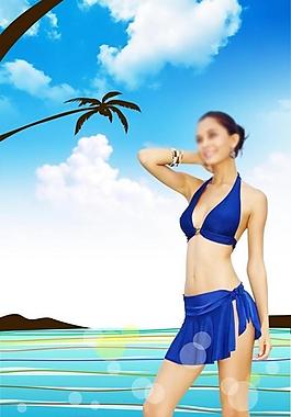 海邊美女休閑素材圖片