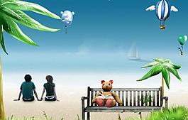 海邊情侶 夏天圖片