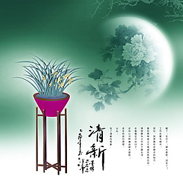 清新蘭花宣傳海報(bào)PSD素材