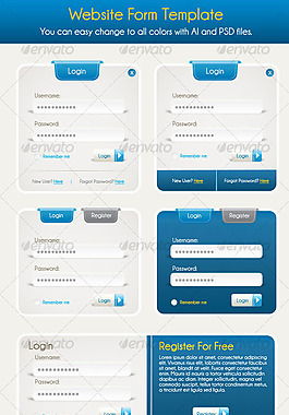 注冊(cè)和登錄表單矢量素材