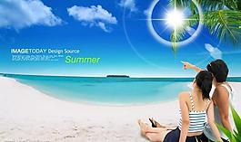 夏日的海邊圖片