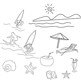 沙灘海上運(yùn)動(dòng)  簡(jiǎn)筆