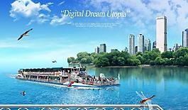 海邊的建筑圖片