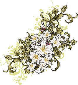 時尚手繪花紋psd素材2