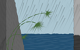 高清 2D 雨中堅強的小草 背景圖