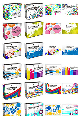 繽紛購物袋矢量素材