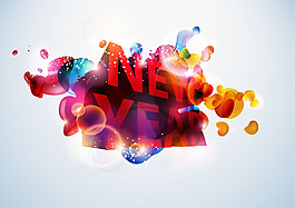 幻彩時尚new&nbsp;year&nbsp;立體字矢量素材
