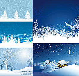 圣誕節(jié)雪景矢量素材