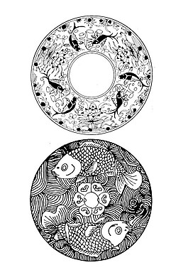 傳統吉祥動物紋樣圓盤雙魚