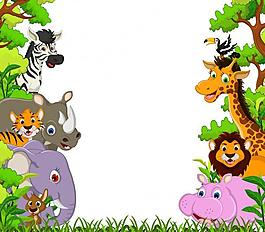卡通動物空白公告欄圖片