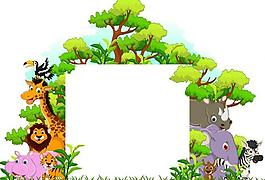 卡通動物空白公告欄圖片