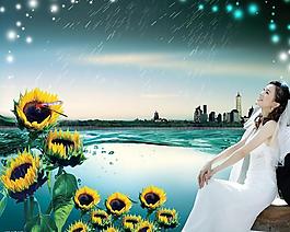 海岸 婚紗攝影模板圖片