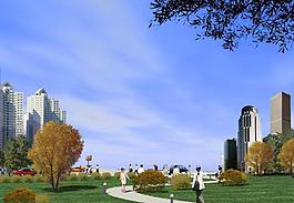 景觀建筑設計后期處理psd分層圖片