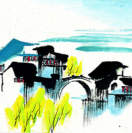 江南风景水墨画