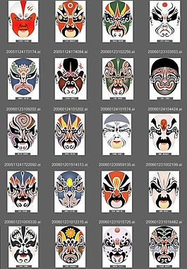 矢量京劇臉譜+京劇人物卡通版矢量