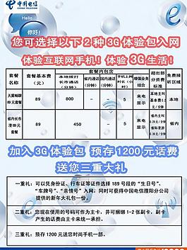 電信天翼三重禮b面圖片