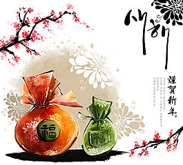 古典水墨新年設(shè)計(jì)PSD素材