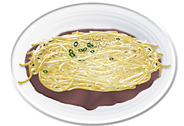 裝進瓷碗里的面條