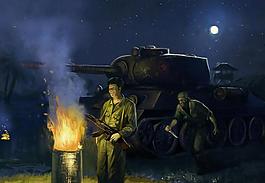 越戰畫作 夜間偷襲圖片
