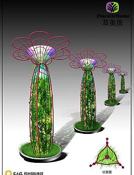 仙人掌植物led雕塑圖片