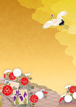黄红背景飞鹤背景图
